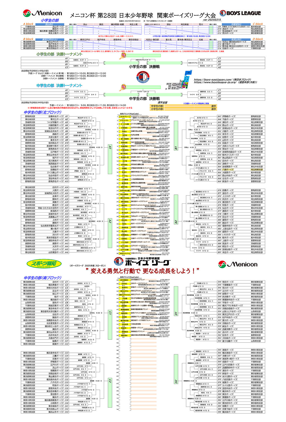 2025年 関東ボーイズリーグ大会トーナメント表