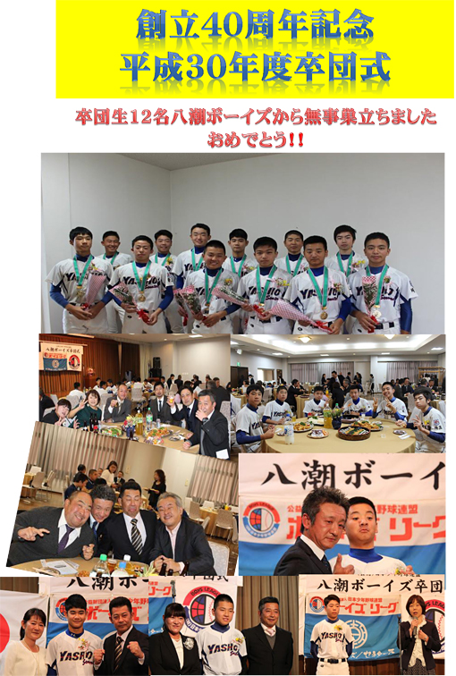 創立40周年記念 平成30年度卒団式