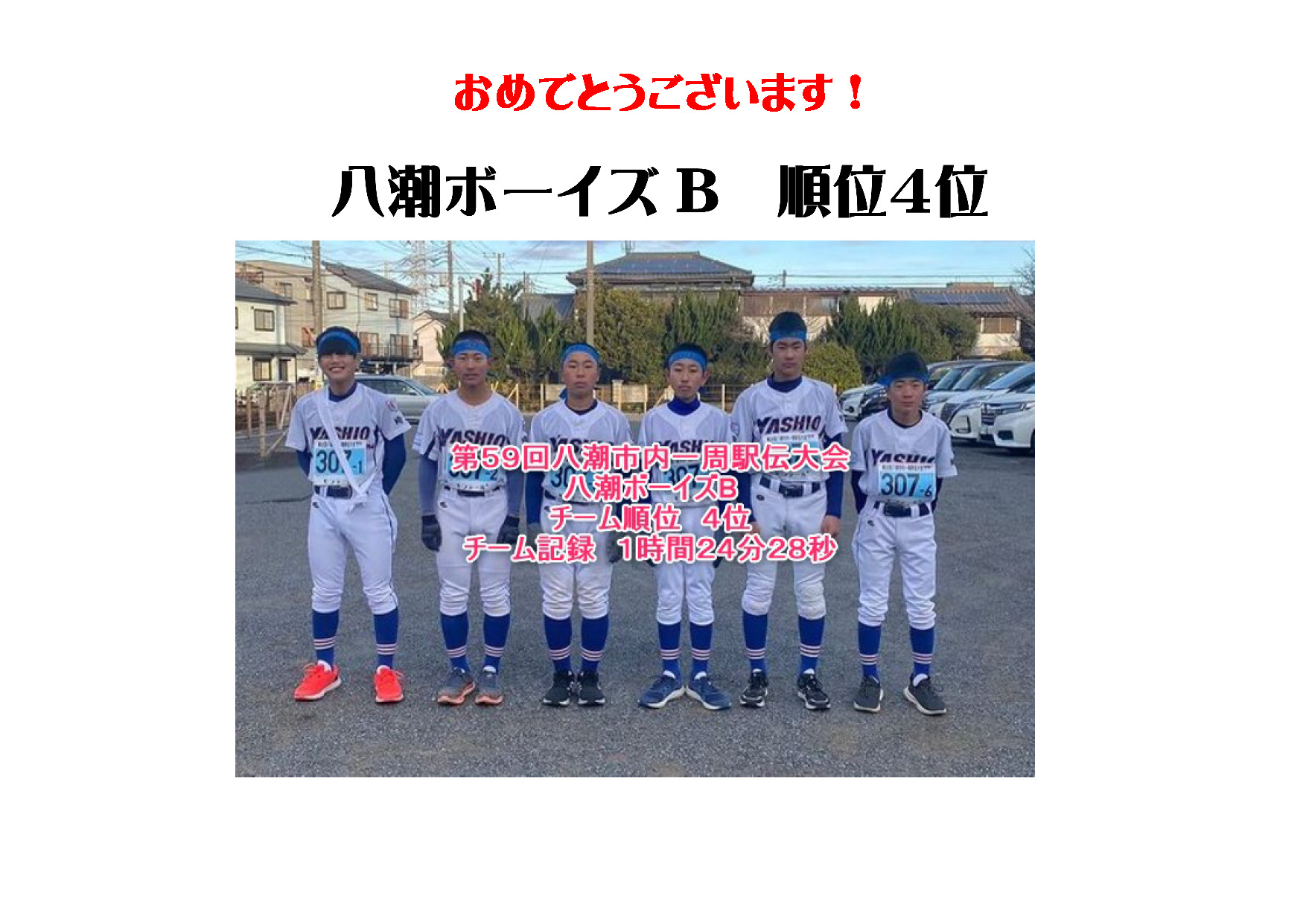 第59回八潮市内一周駅伝大会の結果